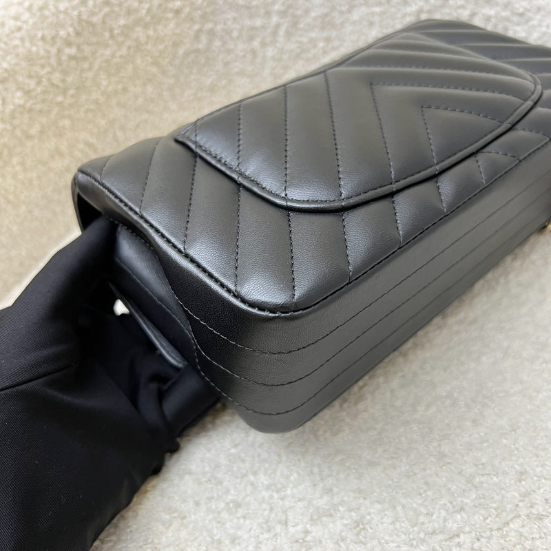 Chanel Classic Mini Rectangle Flap in Chevron Quilted Black Lambskin and LGHW (Model: A69900)