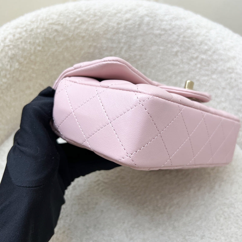 [Local Full Set] Chanel 24K Extra Mini Rectangular Flap in Sakura Pink Lambskin and GHW (Model: AS5219)