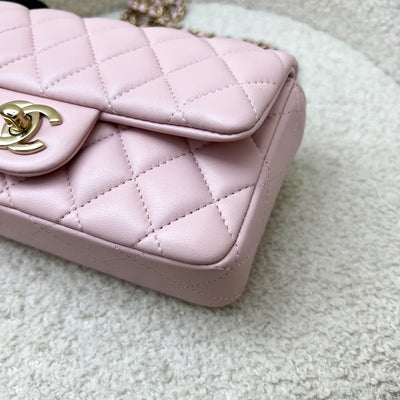 [Local Full Set] Chanel 24K Extra Mini Rectangular Flap in Sakura Pink Lambskin and GHW (Model: AS5219)