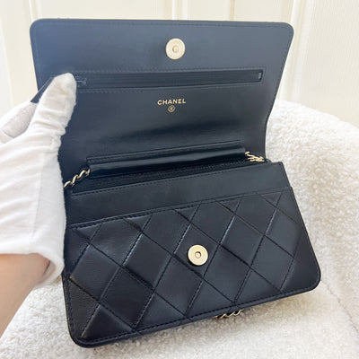 Chanel Seasonal Wallet on Chain WOC in Black Calfskin LGHW