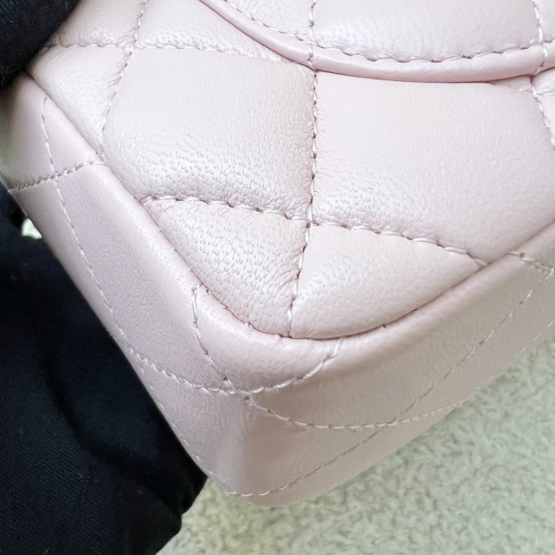 [Local Full Set] Chanel 24K Extra Mini Rectangular Flap in Sakura Pink Lambskin and GHW (Model: AS5219)