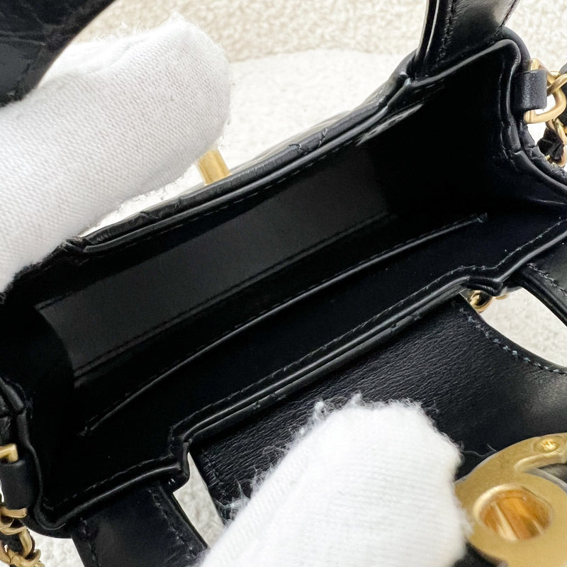 Chanel Micro Kelly (Nano) Bag in Black Calfskin and AGHW