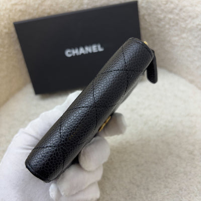 Chanel Classic Zippy Card Holder in Black Caviar and GHW