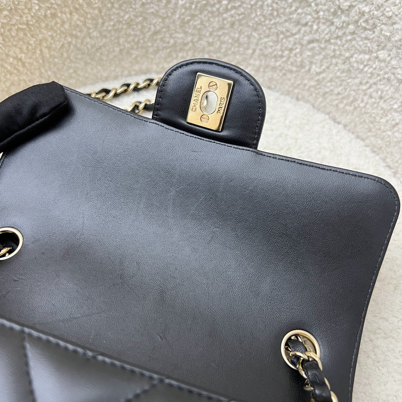 Chanel Classic Mini Rectangle Flap in Chevron Quilted Black Lambskin and LGHW (Model: A69900)