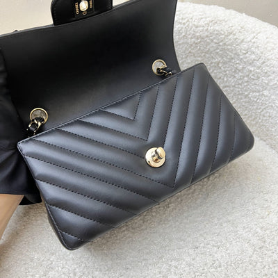Chanel Classic Mini Rectangle Flap in Chevron Quilted Black Lambskin and LGHW (Model: A69900)