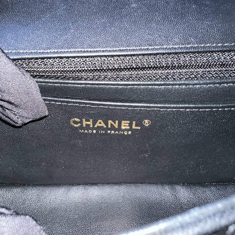 Chanel Classic Mini Rectangle Flap in Chevron Quilted Black Lambskin and LGHW (Model: A69900)