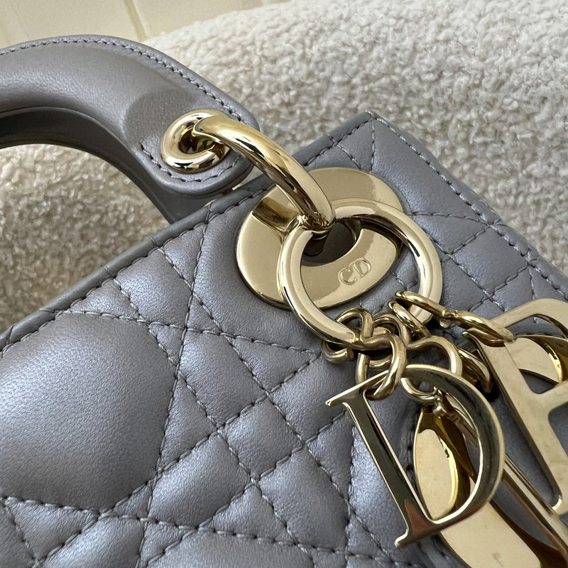 Dior Mini Lady Dior in Grey Lambskin and LGHW (Model: M0505OADU)