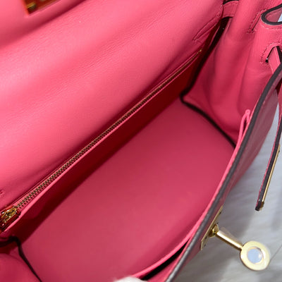 Hermes Kelly 25 in Rose Azalee Swift Leather and GHW