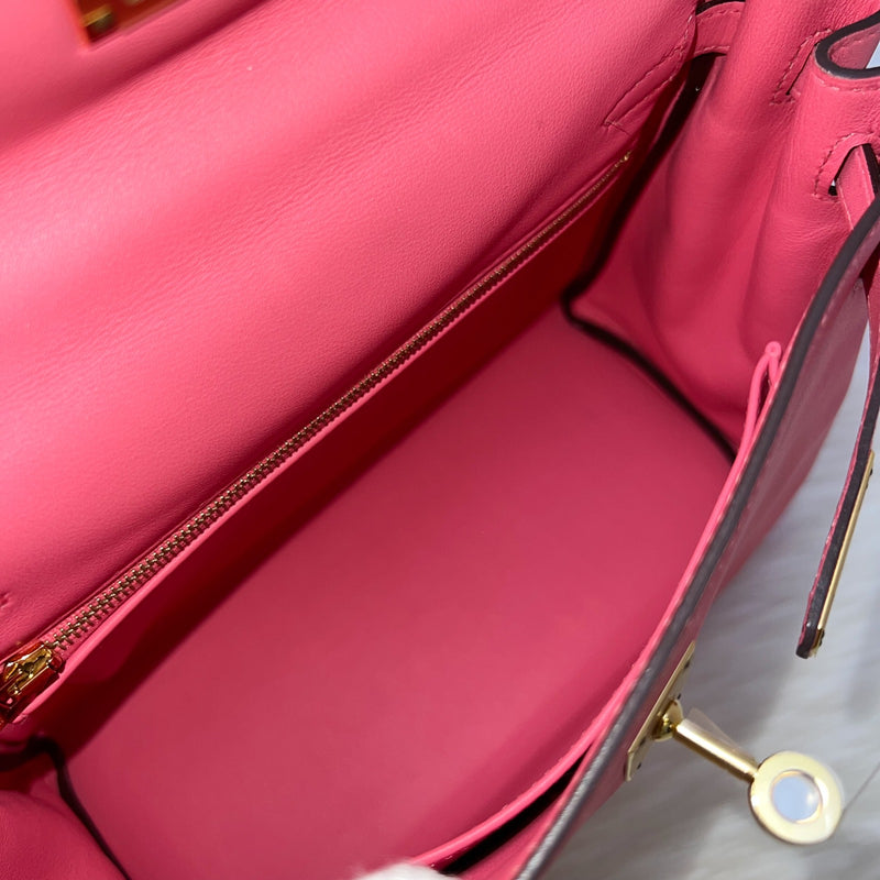 Hermes Kelly 25 in Rose Azalee Swift Leather and GHW