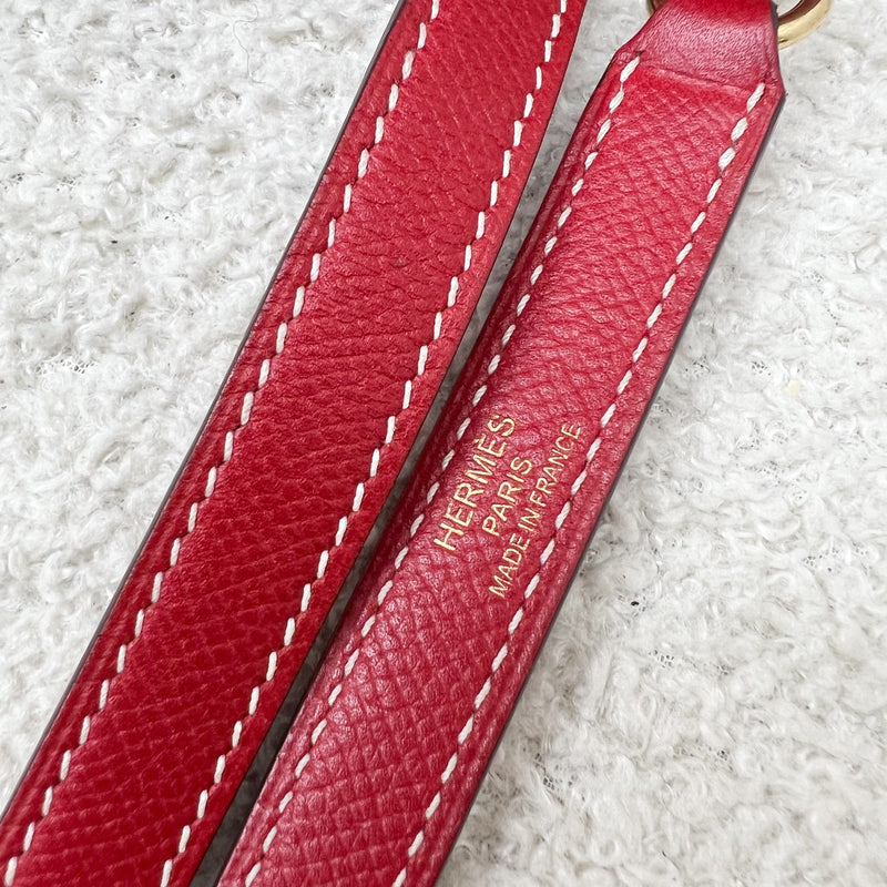 Hermes Kelly 28 in Rouge Casaque Epsom Leather, Bleu Thalassa Interior and GHW