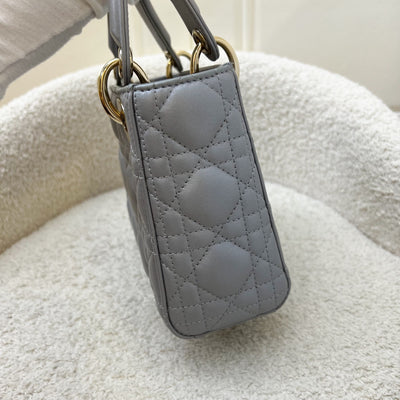 Dior Mini Lady Dior in Grey Lambskin and LGHW (Model: M0505OADU)