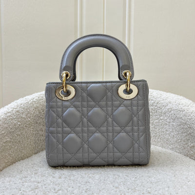 Dior Mini Lady Dior in Grey Lambskin and LGHW (Model: M0505OADU)