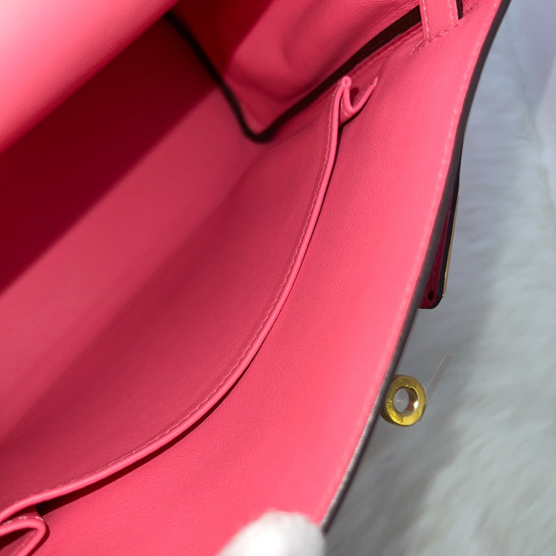 Hermes Kelly 25 in Rose Azalee Swift Leather and GHW