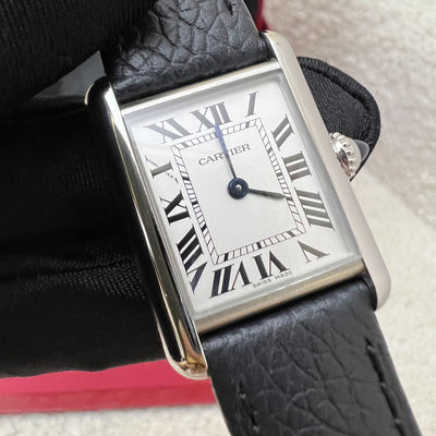 Cartier Tank Must Watch Small Model Quartz, Black Leather Strap, Quartz Movement (WSTA0042)