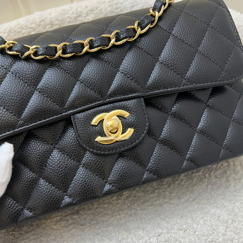 Chanel Small Classic Flap CF in Black Caviar and GHW (Model: A01113)