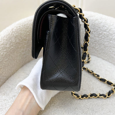 Chanel Small Classic Flap CF in Black Caviar and GHW (Model: A01113)