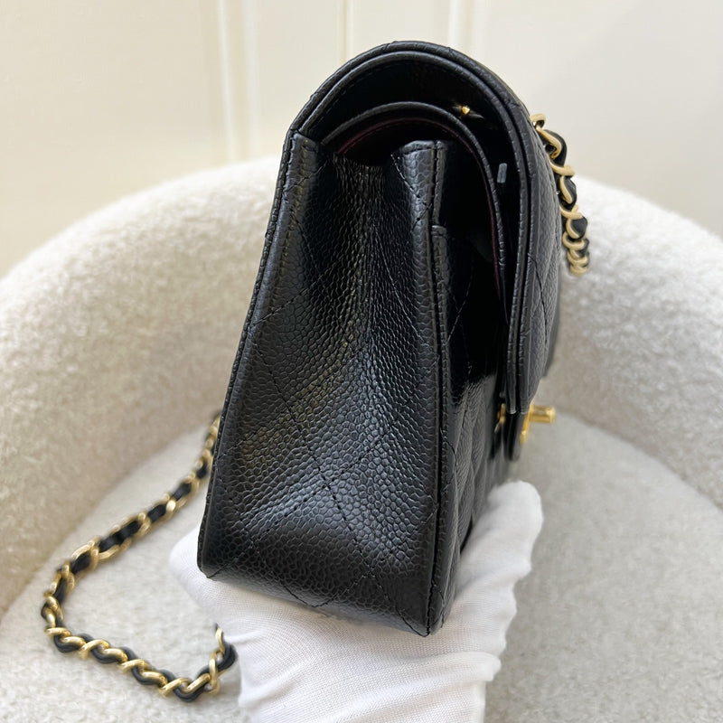 Chanel Small Classic Flap CF in Black Caviar and GHW (Model: A01113)