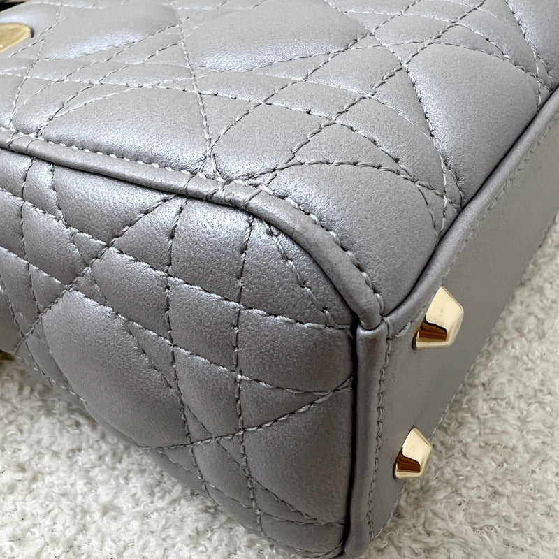 Dior Mini Lady Dior in Grey Lambskin and LGHW (Model: M0505OADU)