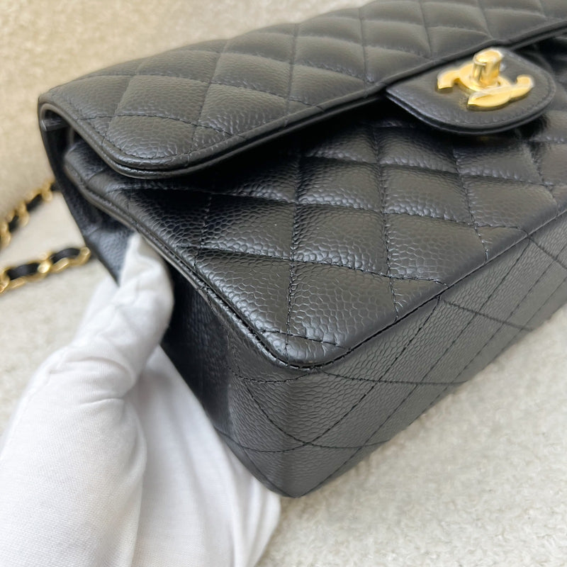 Chanel Small Classic Flap CF in Black Caviar and GHW (Model: A01113)