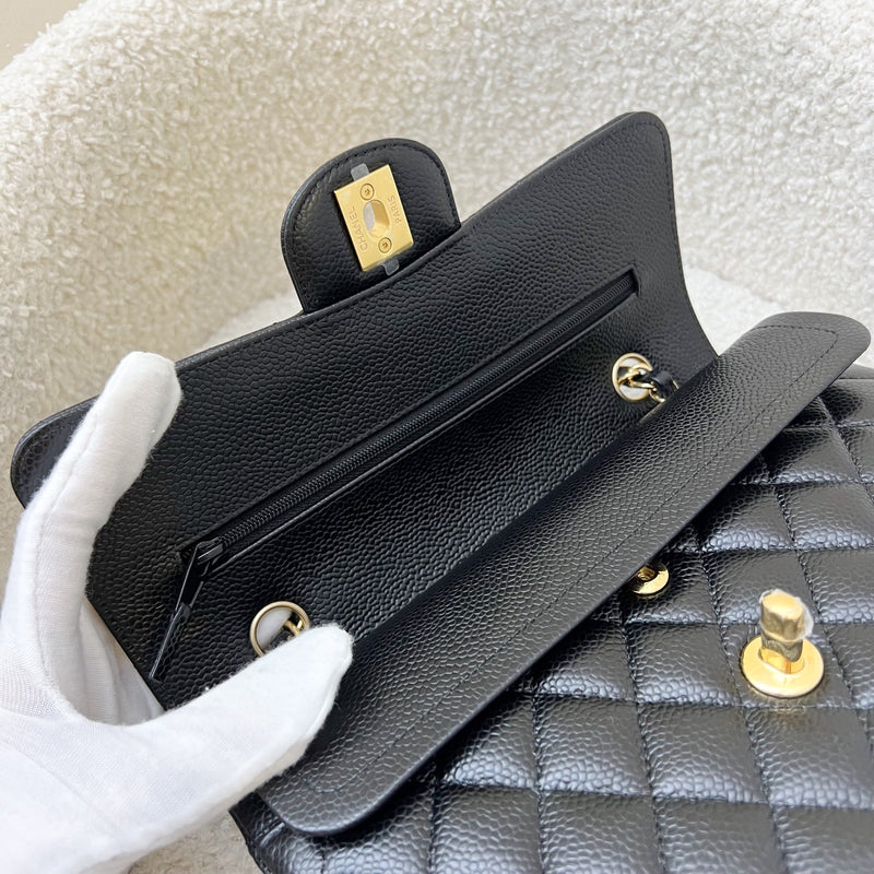 Chanel Small Classic Flap CF in Black Caviar and GHW (Model: A01113)