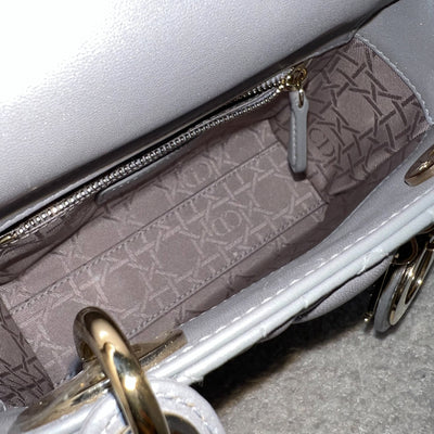 Dior Mini Lady Dior in Grey Lambskin and LGHW (Model: M0505OADU)