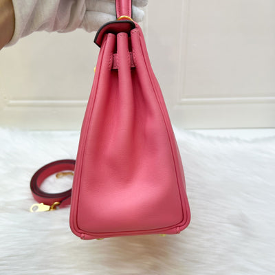 Hermes Kelly 25 in Rose Azalee Swift Leather and GHW