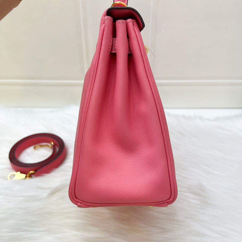 Hermes Kelly 25 in Rose Azalee Swift Leather and GHW