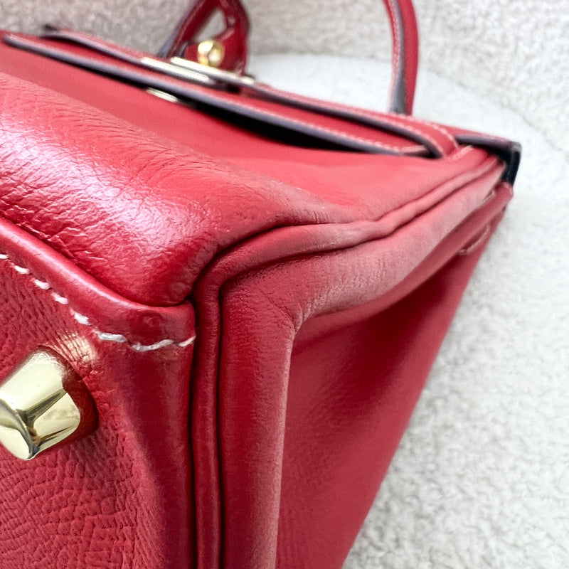 Hermes Kelly 28 in Rouge Casaque Epsom Leather, Bleu Thalassa Interior and GHW