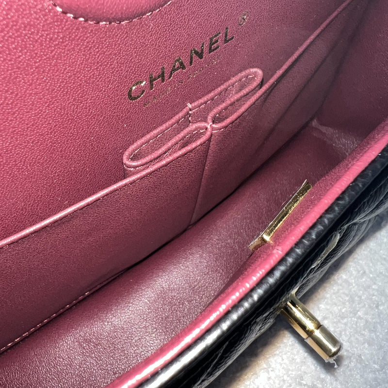 Chanel Small Classic Flap CF in Black Caviar and GHW (Model: A01113)