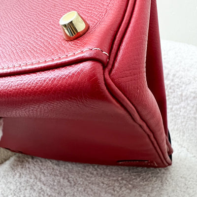 Hermes Kelly 28 in Rouge Casaque Epsom Leather, Bleu Thalassa Interior and GHW