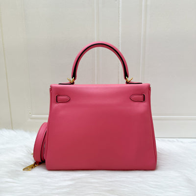 Hermes Kelly 25 in Rose Azalee Swift Leather and GHW