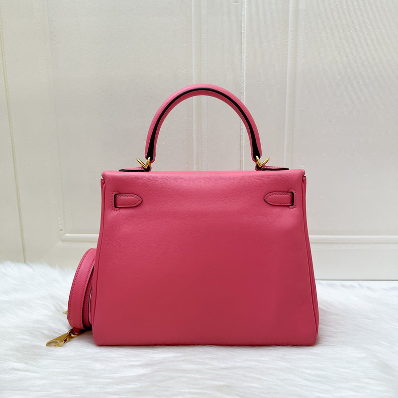 Hermes Kelly 25 in Rose Azalee Swift Leather and GHW