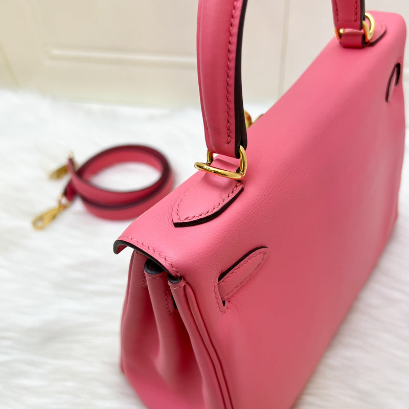 Hermes Kelly 25 in Rose Azalee Swift Leather and GHW