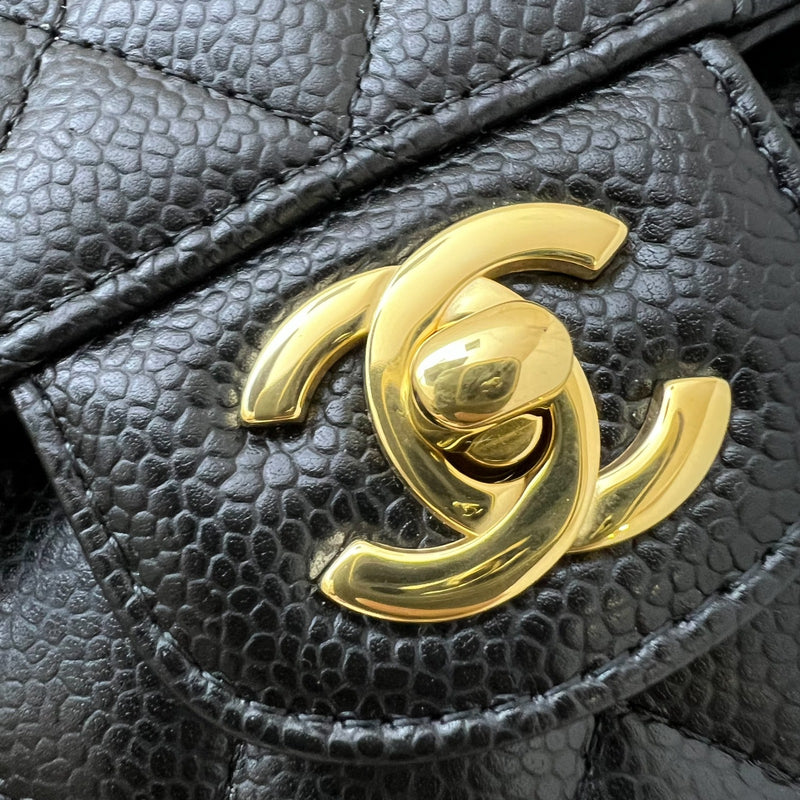 Chanel Medium Classic Flap CF in Black Caviar GHW (Model: A01112)