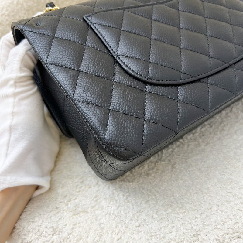 Chanel Medium Classic Flap CF in Black Caviar GHW (Model: A01112)