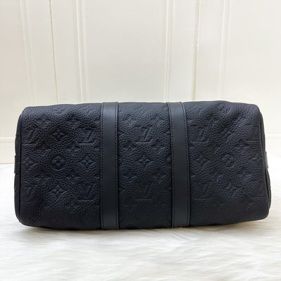 LV So Black Keepall 35 Bandouliere in Black Monogram Embossed Taurillon Calfskin and Black HW