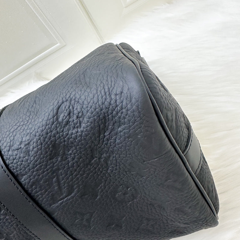 LV So Black Keepall 35 Bandouliere in Black Monogram Embossed Taurillon Calfskin and Black HW