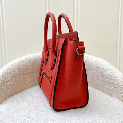 Celine Nano Luggage in Red Grained Leather and SHW