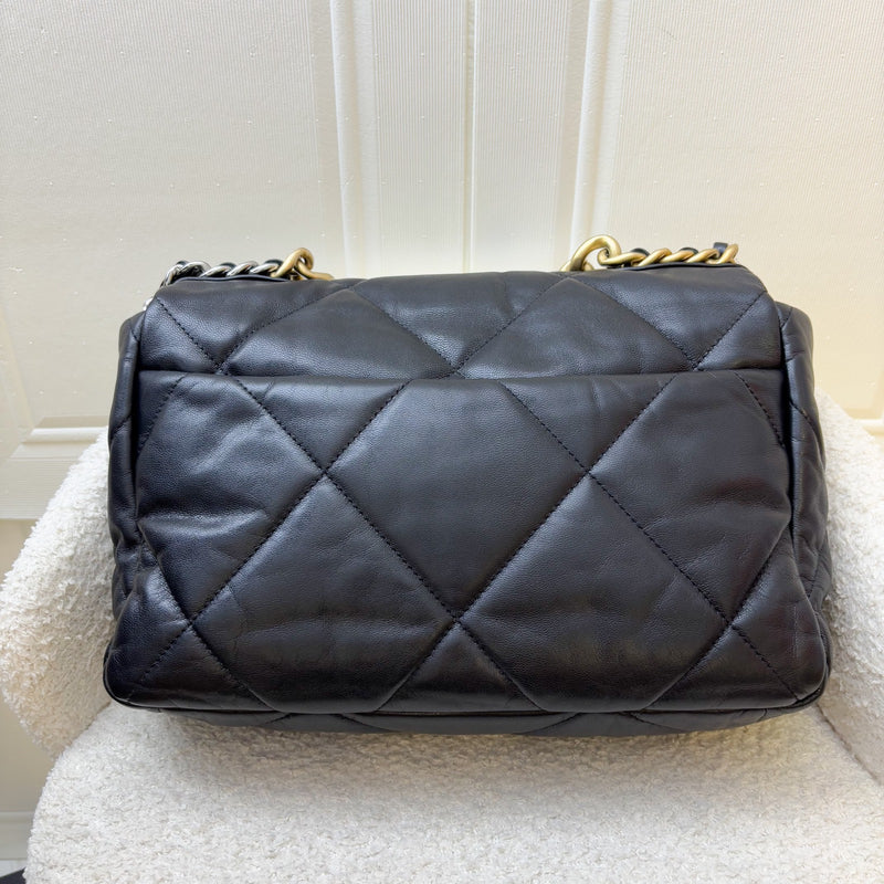 Chanel 19 Medium / Large Flap in Black Lambskin and 3-tone HW