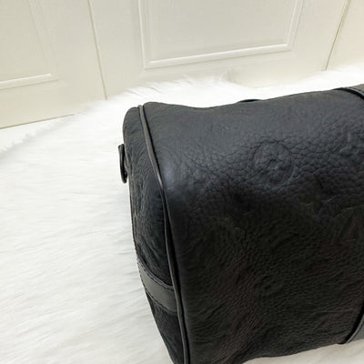 LV So Black Keepall 35 Bandouliere in Black Monogram Embossed Taurillon Calfskin and Black HW