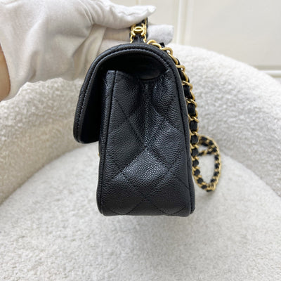 [Brand New] Chanel 25B Top Handle Mini Rectangular Flap in Black Caviar and AGHW (Model: AS5701)