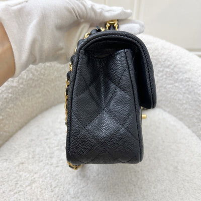 [Brand New] Chanel 25B Top Handle Mini Rectangular Flap in Black Caviar and AGHW (Model: AS5701)