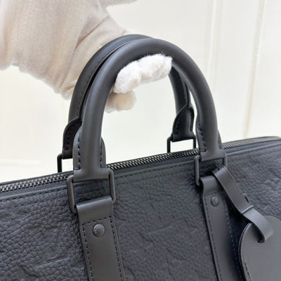 LV So Black Keepall 35 Bandouliere in Black Monogram Embossed Taurillon Calfskin and Black HW