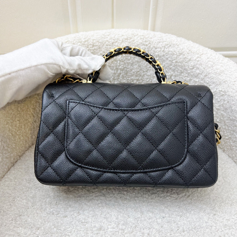 [Brand New] Chanel 25B Top Handle Mini Rectangular Flap in Black Caviar and AGHW (Model: AS5701)
