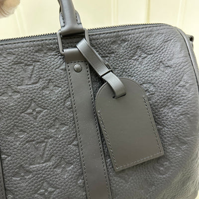 LV So Black Keepall 35 Bandouliere in Black Monogram Embossed Taurillon Calfskin and Black HW