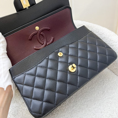 Chanel Medium Classic Flap CF in Black Caviar GHW (Model: A01112)