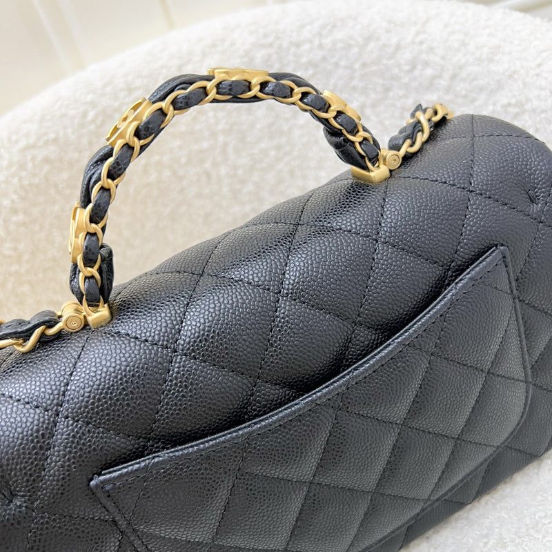 [Brand New] Chanel 25B Top Handle Mini Rectangular Flap in Black Caviar and AGHW (Model: AS5701)
