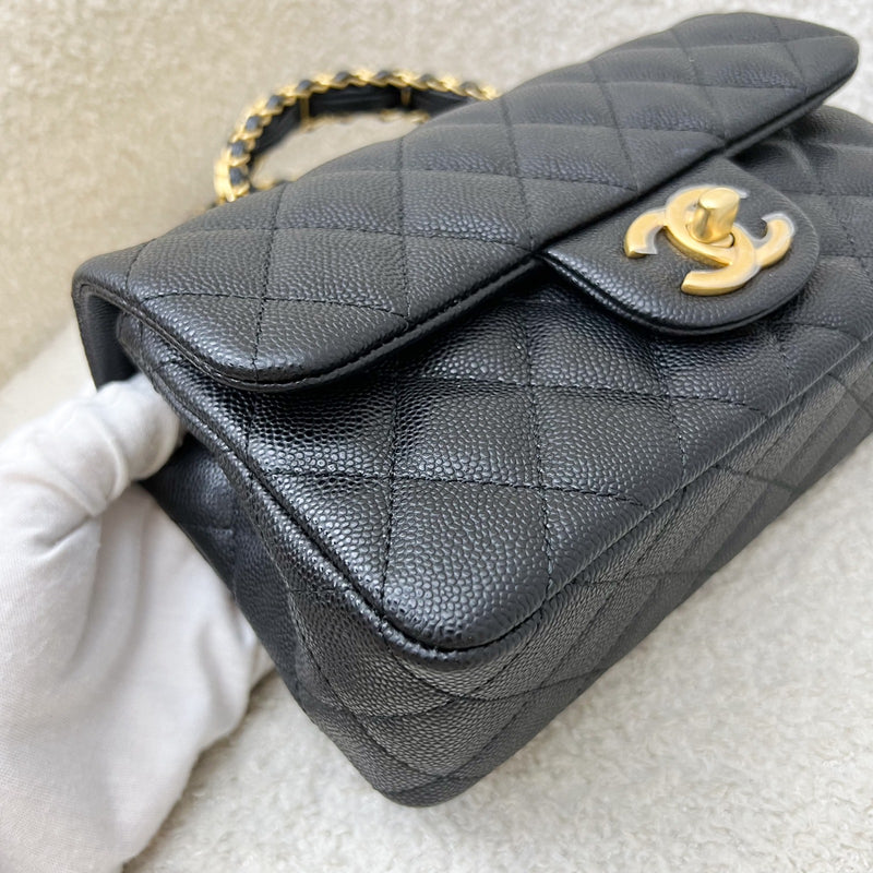 [Brand New] Chanel 25B Top Handle Mini Rectangular Flap in Black Caviar and AGHW (Model: AS5701)