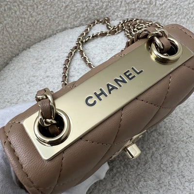 Chanel Trendy CC Micro Bag / Clutch on Chain in 22B Beige Lambskin and LGHW