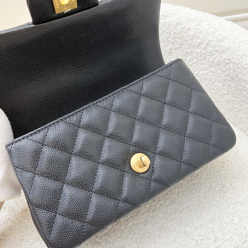 [Brand New] Chanel 25B Top Handle Mini Rectangular Flap in Black Caviar and AGHW (Model: AS5701)